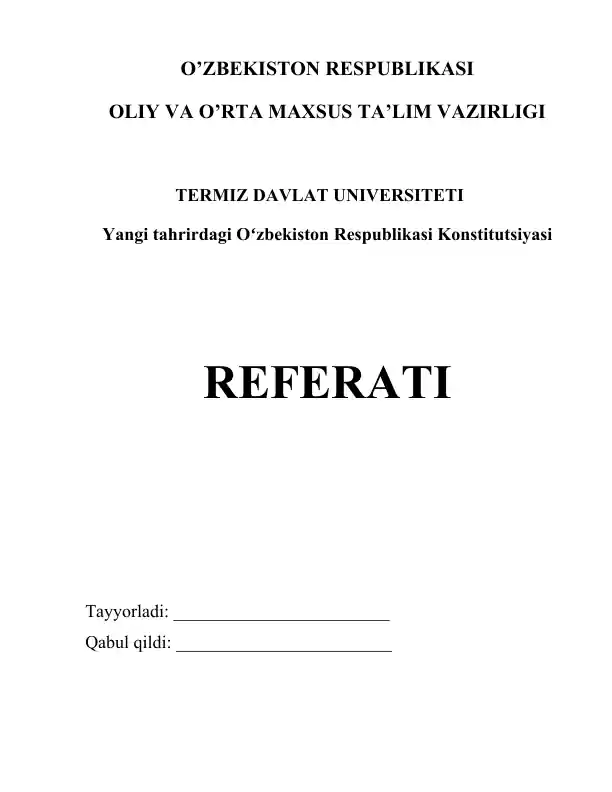 O‘zbekiston suveren, demokratik, huquqiy, ijtimoiy va dunyoviy davlat