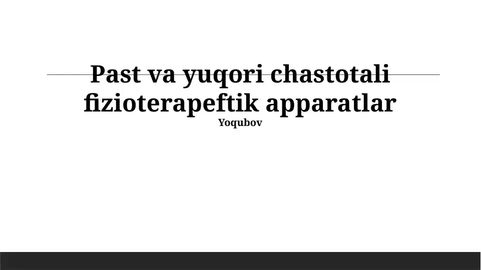 Yuqori Chastotali Fizioterapiya Asboblari