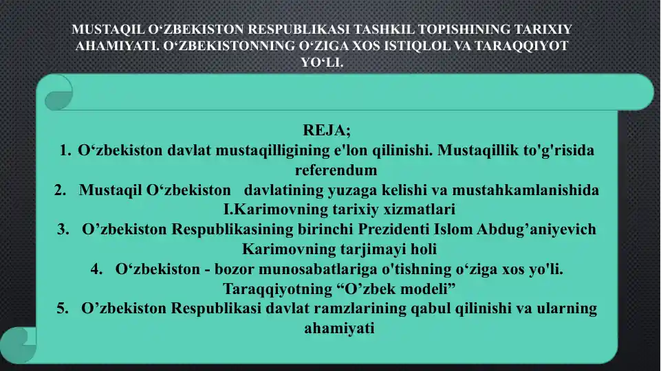 O'zbekistonning mustaqiligi tarixi