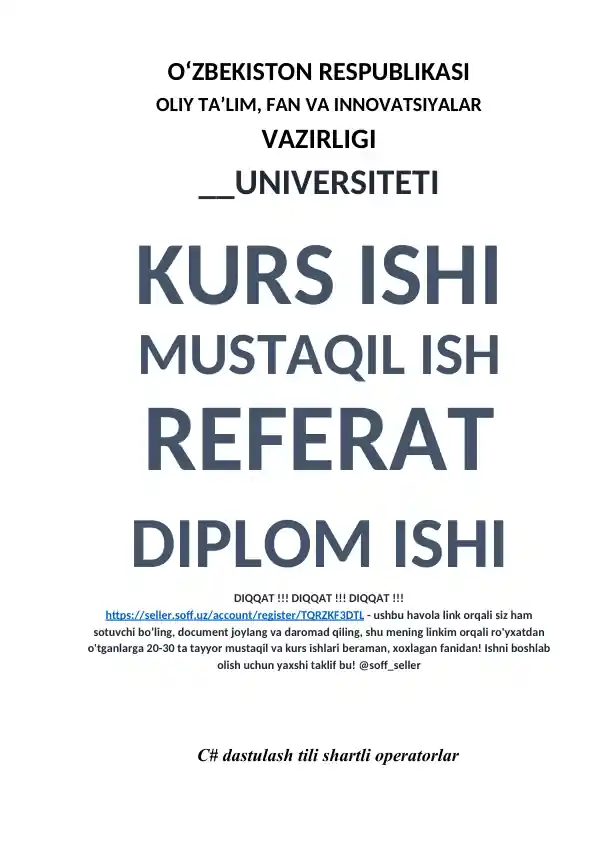 C# dasturlash tili shartli operatorlari