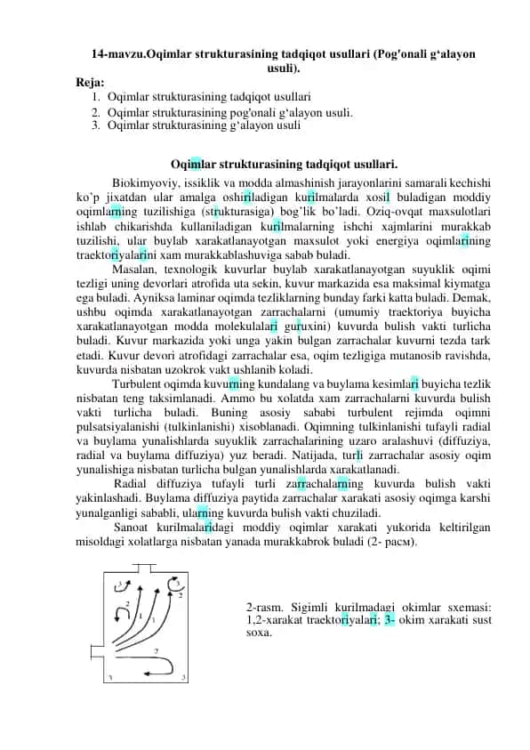 Oqimlar strukturasining tadqiqot usullari (Pog'onali g‘alayon usuli)
