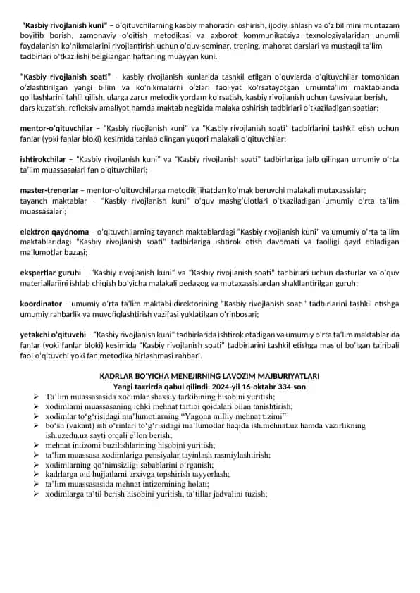 Kasbiy rivojlanish kuni va soati