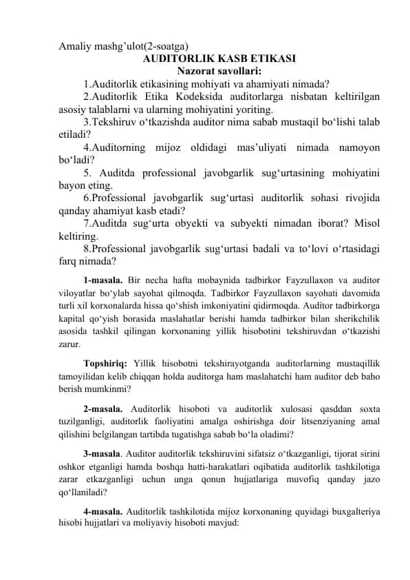 AUDITORLIK KASB ETIKASI