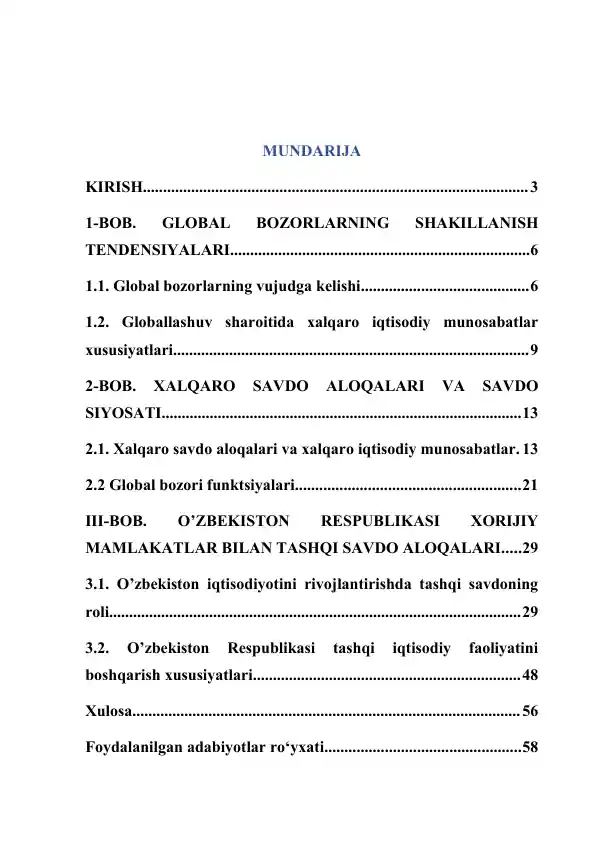 Moliyaviy Bozorlar va Kapitalning Xususiyatlari