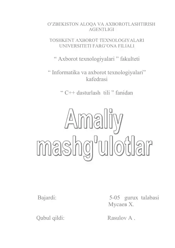 C++ dasturlash tili