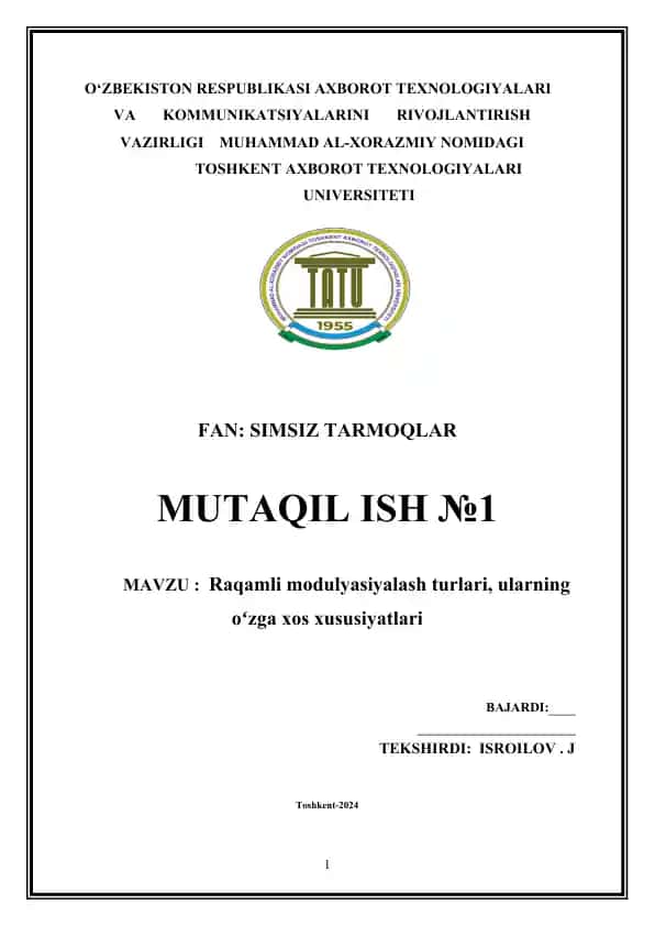 Raqamli modulyasiyalash turlari