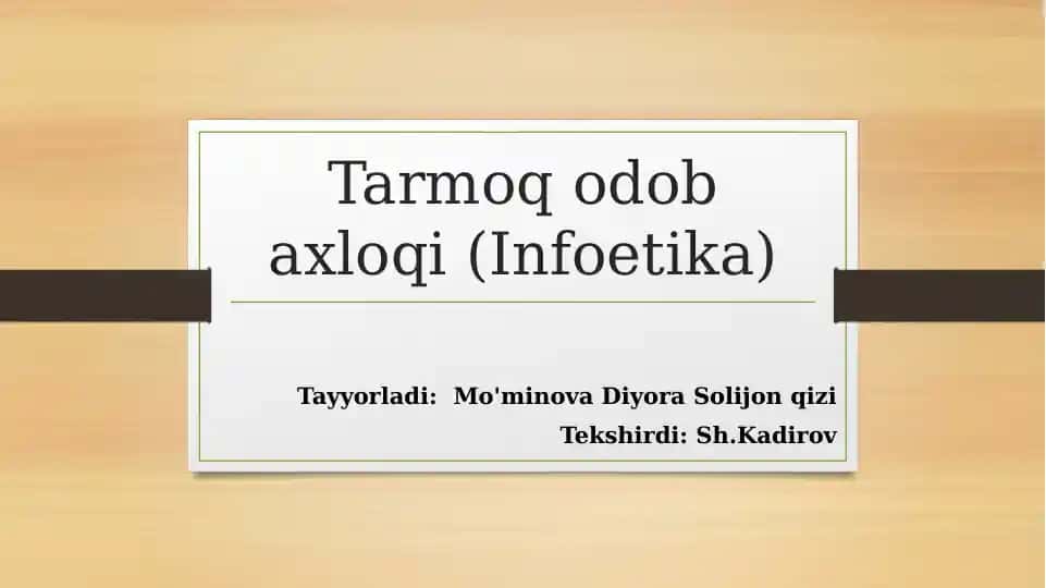 Tarmoq odob axloqi (Infoetika)