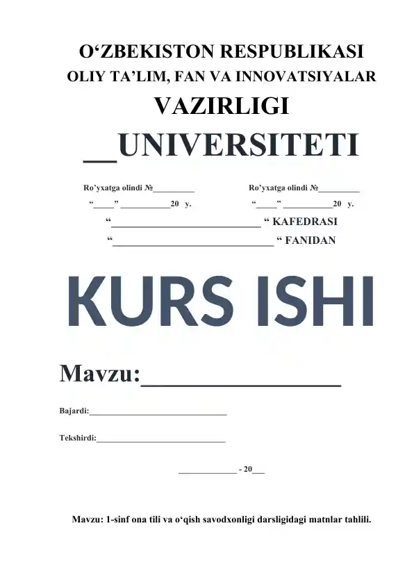 Ona tili va o‘qish savodxonligi darsligidagi matnlar tahlili