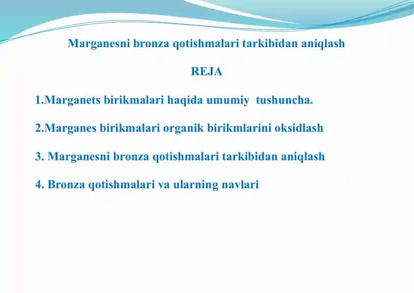 Marganesni bronza qotishmalari tarkibidan aniqlash