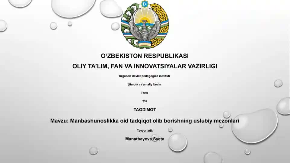 Manbashunoslikka oid tadqiqot olib borishning uslubiy mezonlari