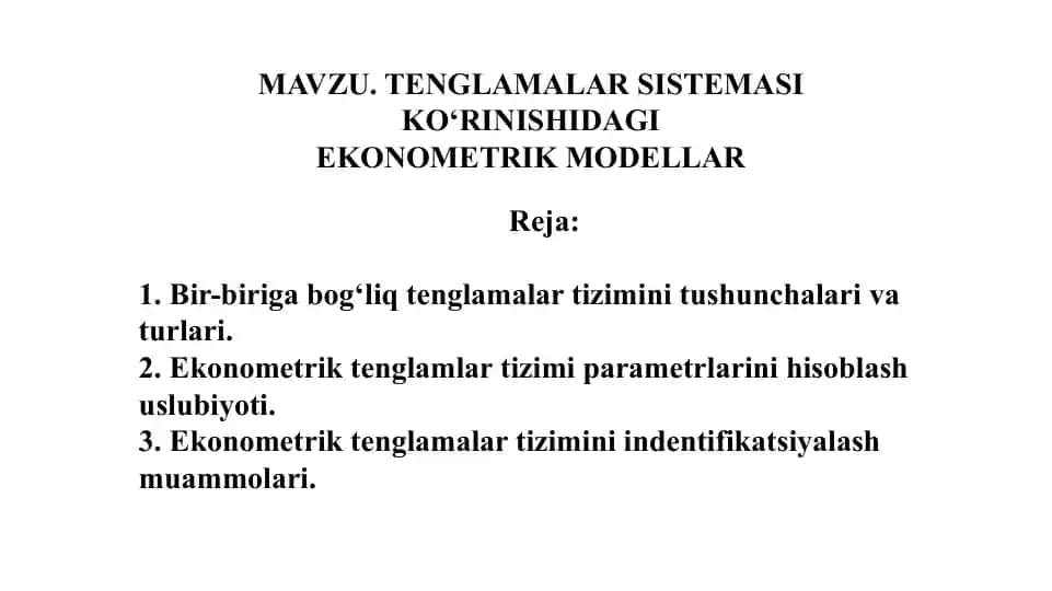 Ekonometrik tenglamalar tizimi