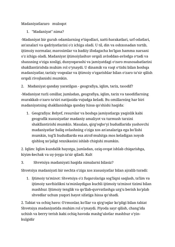 Shvetsiya madaniyati