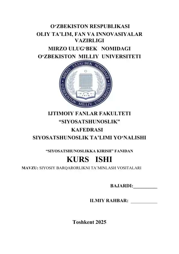 SIYOSIY BARQARORLIKNI TA’MINLASH VOSITALARI