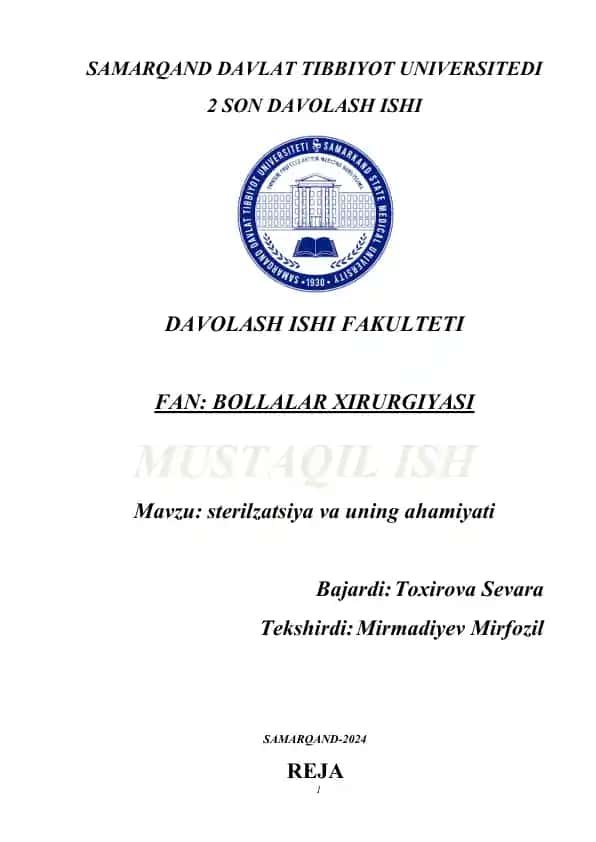 SAMARQAND DAVLAT TIBBIYOT UNIVERSITEDI