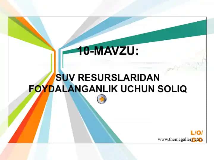 SUV RESURSLARIDANFOYDALANGANLIK UCHUN SOLIQ