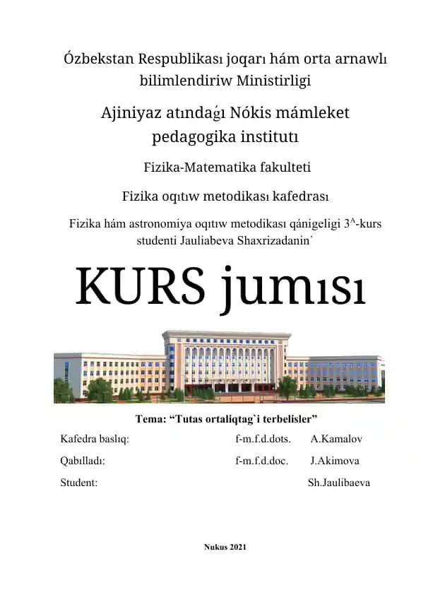 Fizika oqituv metodikasi kurs ishi