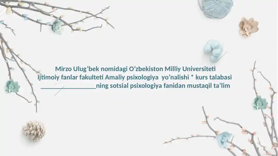 Mustaqil ta’lim “Sotsial psixologiya” (Etnopsixologiya)