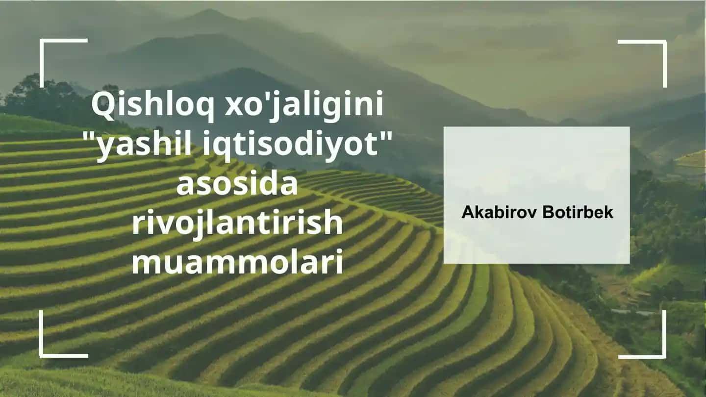 Yashil iqtisodiyot tushunchasi
