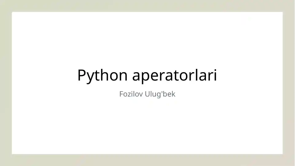 Python aperatorlari