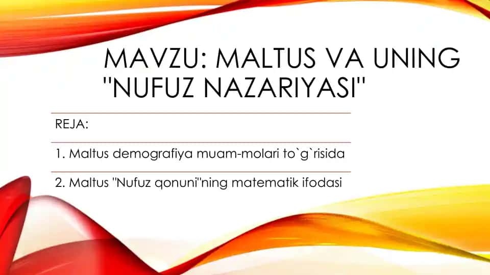 Maltus va uning "Nufuz Nazariyasi"