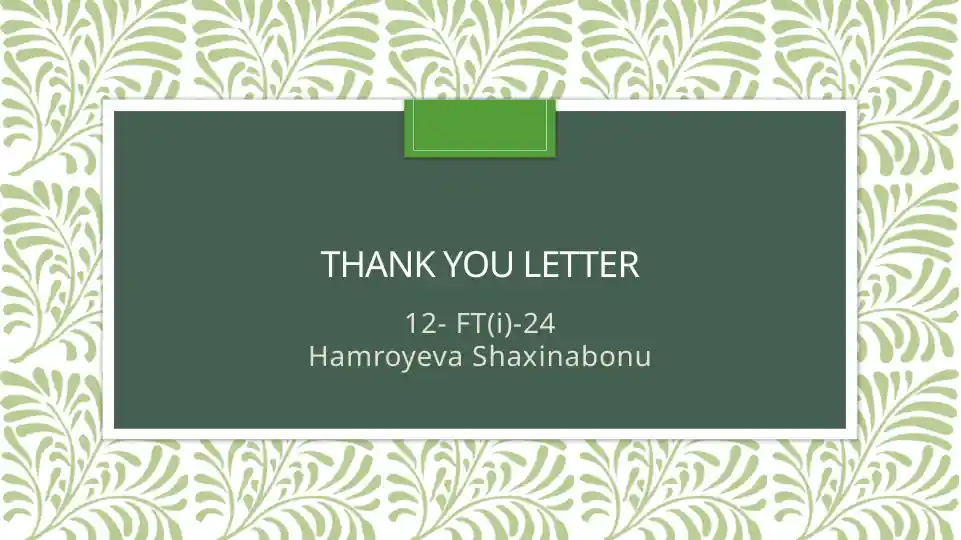 Thank You Letter