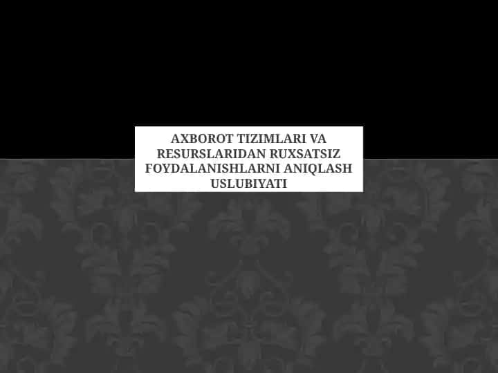 AXBOROT TIZIMLARI