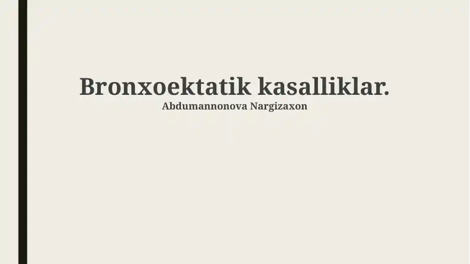 Bronxektatik kasalliklar