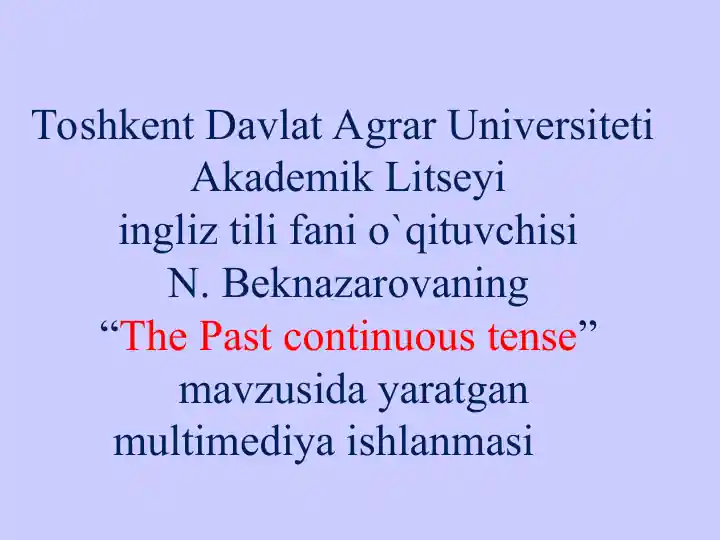 The Past Continuous Tense