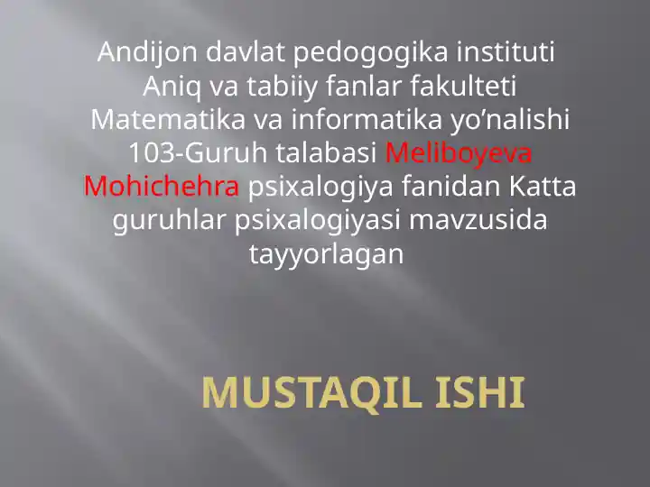 Katta Ijtimoiy Guruhlar Psixologiyasi