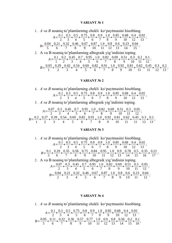 Matematik misollar