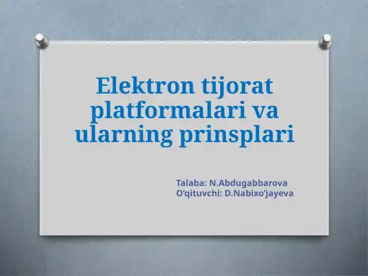Elektrontijorat platformalari vaularning prinsiplari