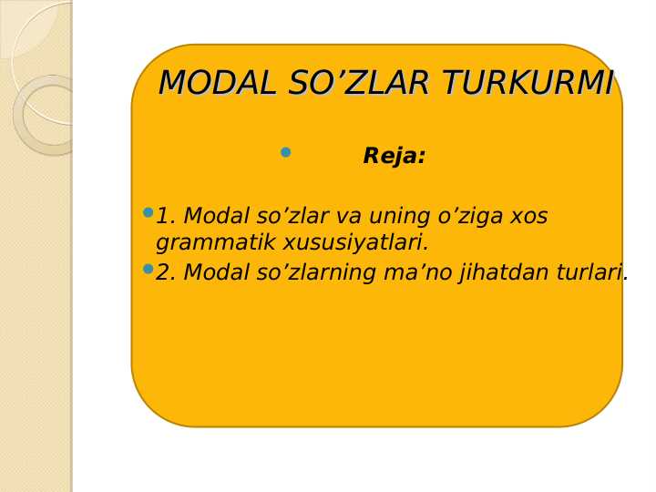 MODAL SO’ZLAR TURKURMI