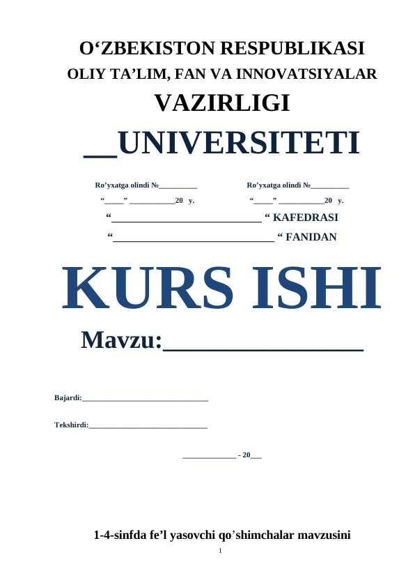 1-4-sinfda fe’l yasovchi qo’shimchalar mavzusini o’rganish