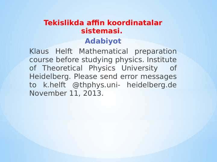 Tekislikda affin koordinatalar sistemasi