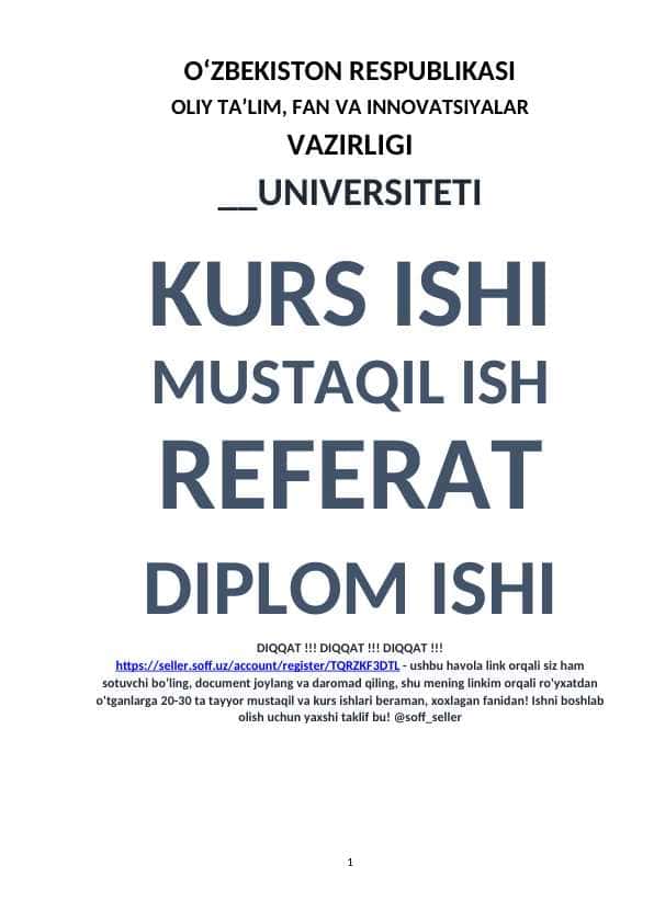 Bozor munosabatlarini shakllantirishda infratuzilmaning o’rni