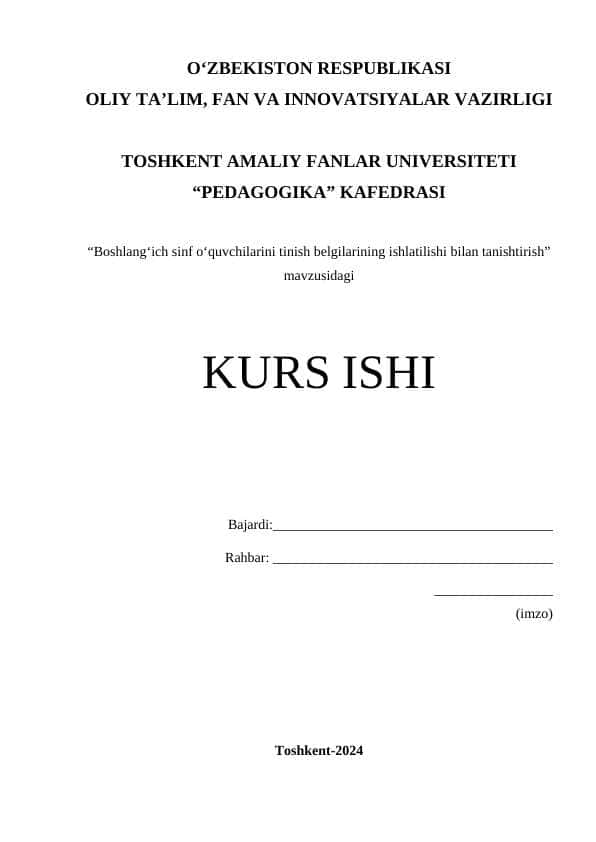 Boshlang‘ich sinf o‘quvchilarini tinish belgilarining ishlatilishi bilan tanishtirish