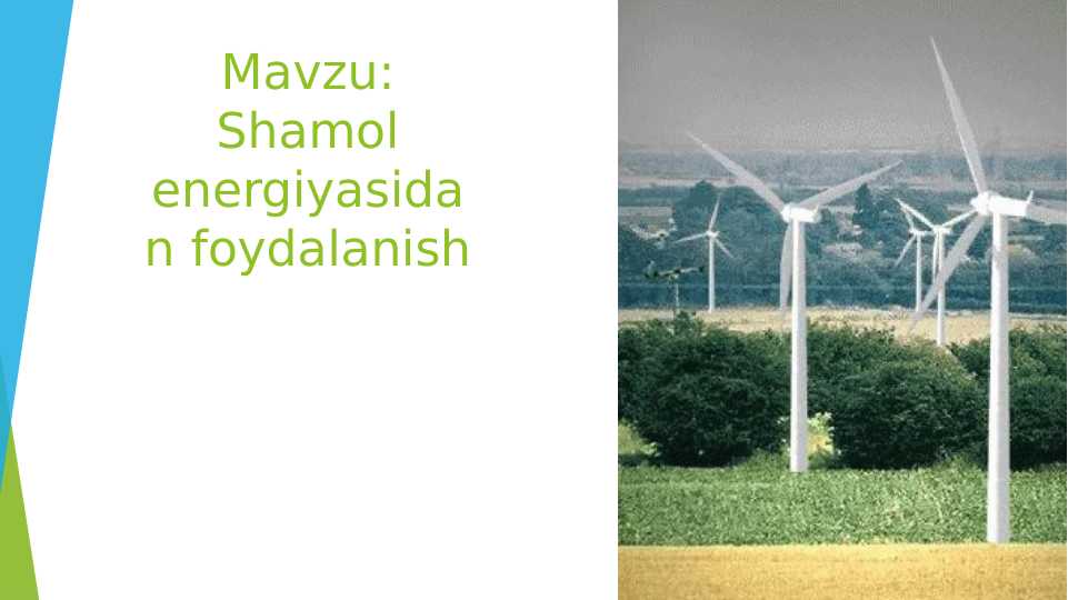 Shamol energiyasidan foydalanish