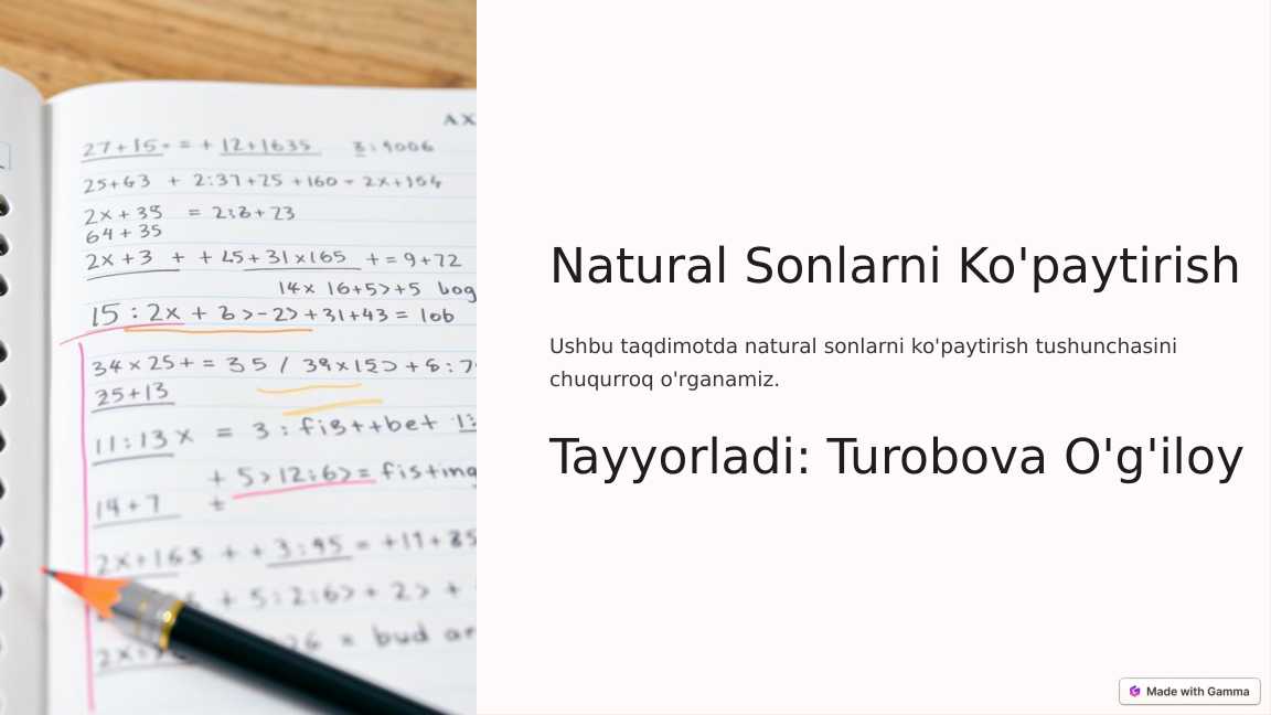 Natural sonlarni ko'paytirish