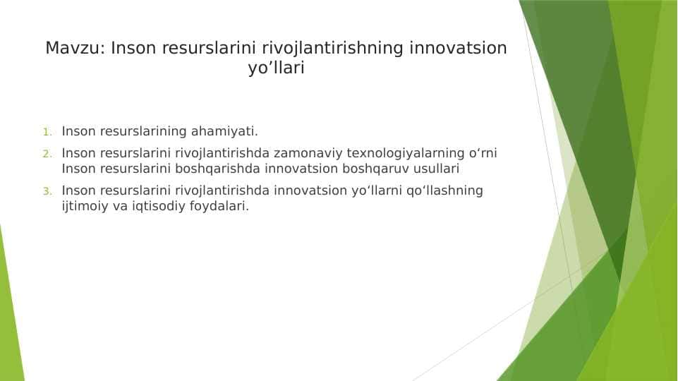 Inson resurslarini rivojlantirishning innovatsion yo’llari