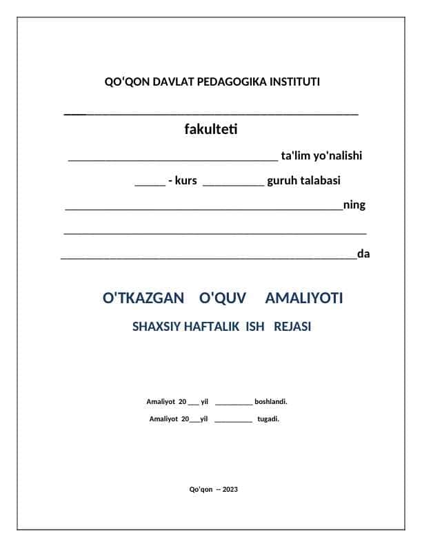 Haftalik ish reja