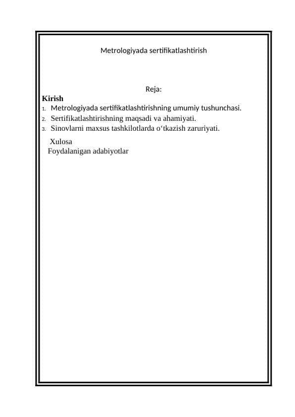 Metrologiyada sertifikatlashtirish m.docx