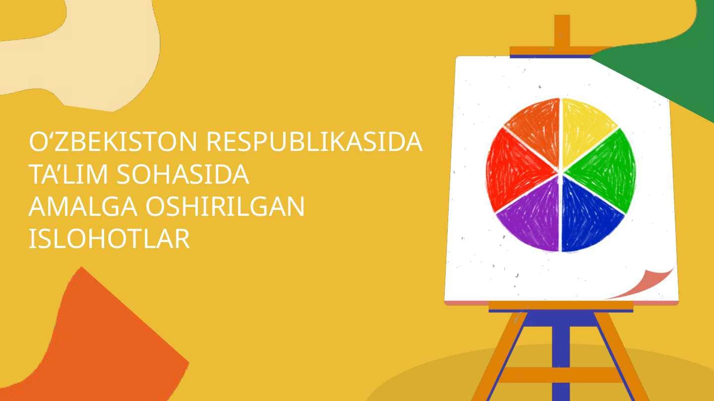 OʻZBEKISTON RESPUBLIKASIDA TA’LIM SOHASIDA amalga oshirilayotgan islohotlar