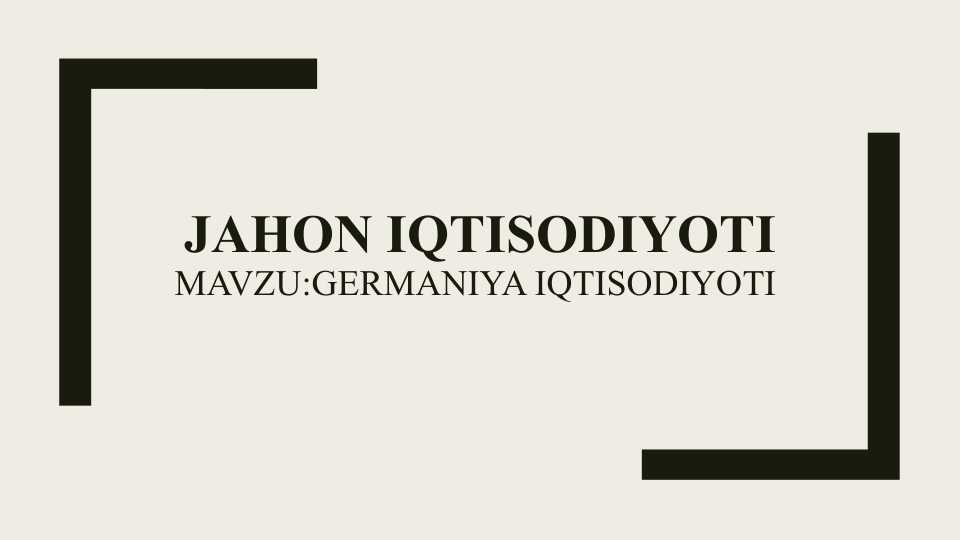 Germaniya iqtisodiyoti