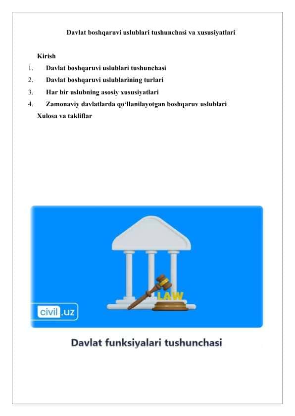 Davlat boshqaruvi uslublari tushunchasi va xususiyatlari 25