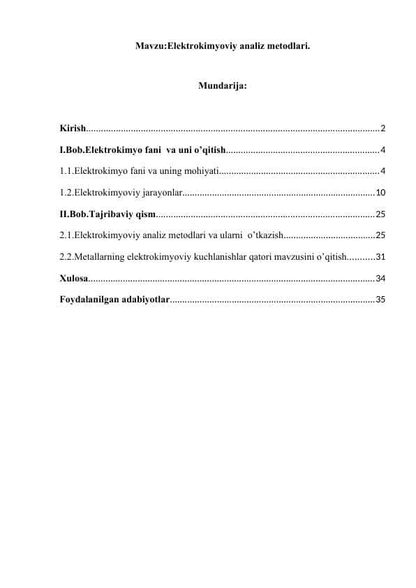 Elektrokimyoviy analiz metodlari
