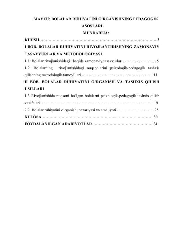 Bolalar ruhiyatini o'rganishning pedagogik asoslari