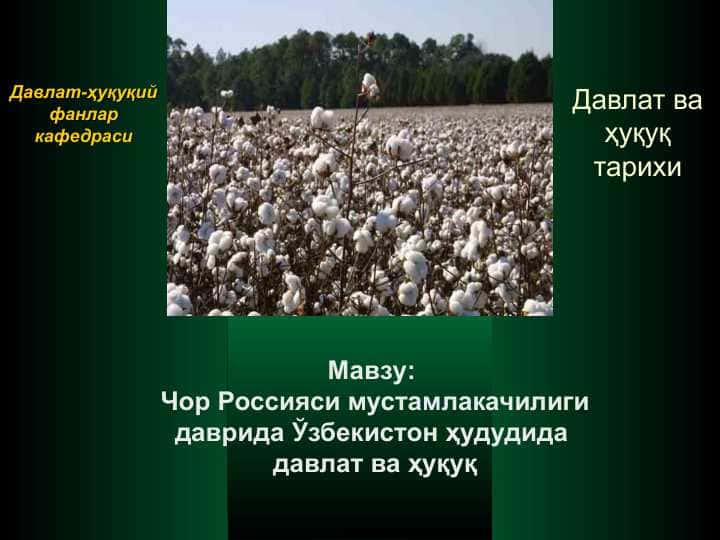 Чор Россияси мустамлакачилиги даврида Ўзбекистон ҳудудида давлат ва ҳуқуқ