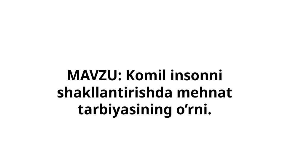Komil insonni shakllantirishda mehnat tarbiyasining o’rni