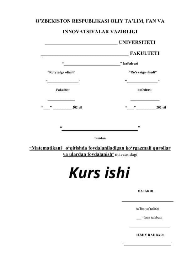 Matematikani o’qitishda foydalaniladigan ko’rgazmali qurollar va ulardan foydalanish
