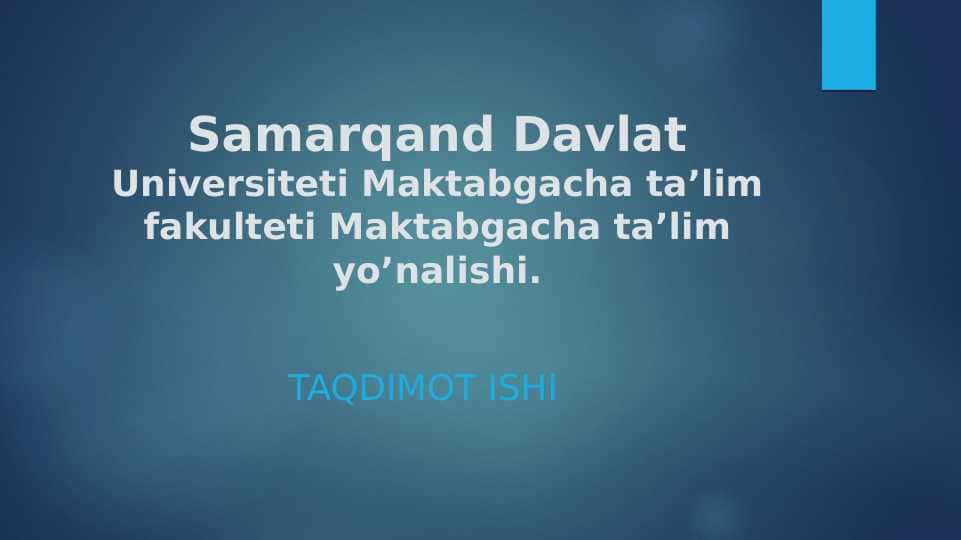 Pedagogik jarayonni loyihalashtirish texnologiyasi.